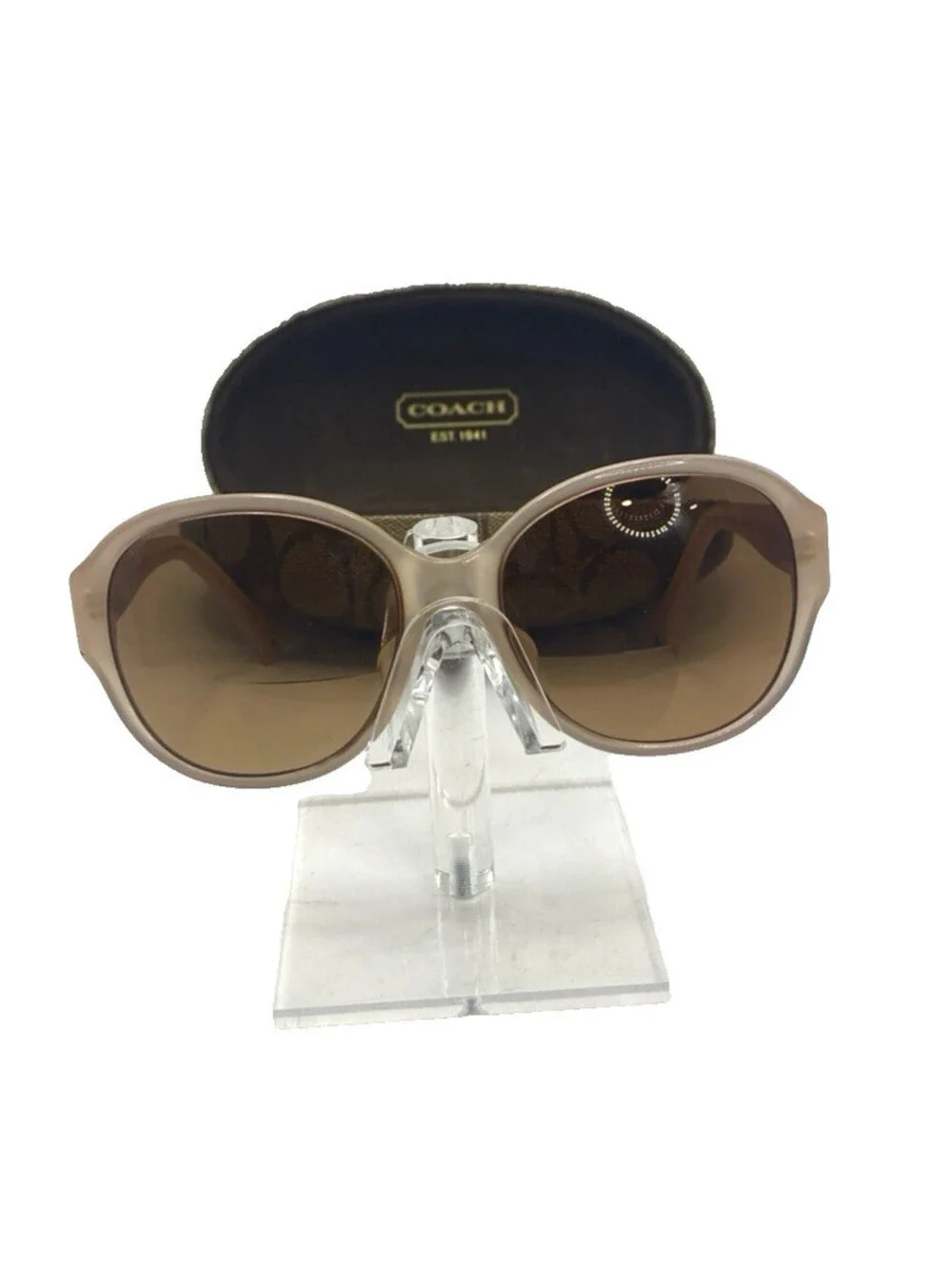 Coach HC8051F Claire Rose Pink Sunglasses Brown Gradient w/ Case